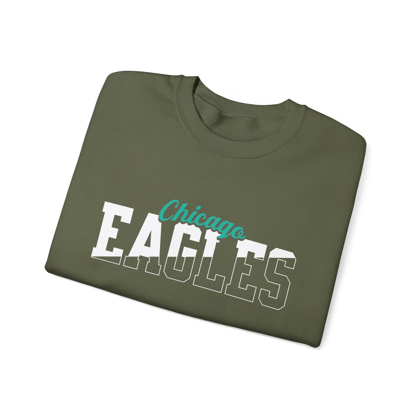 Custom Team Mascot Crewneck Sweatshirt – Personalized School Colors & Half-Solid, Half-Outline Text
