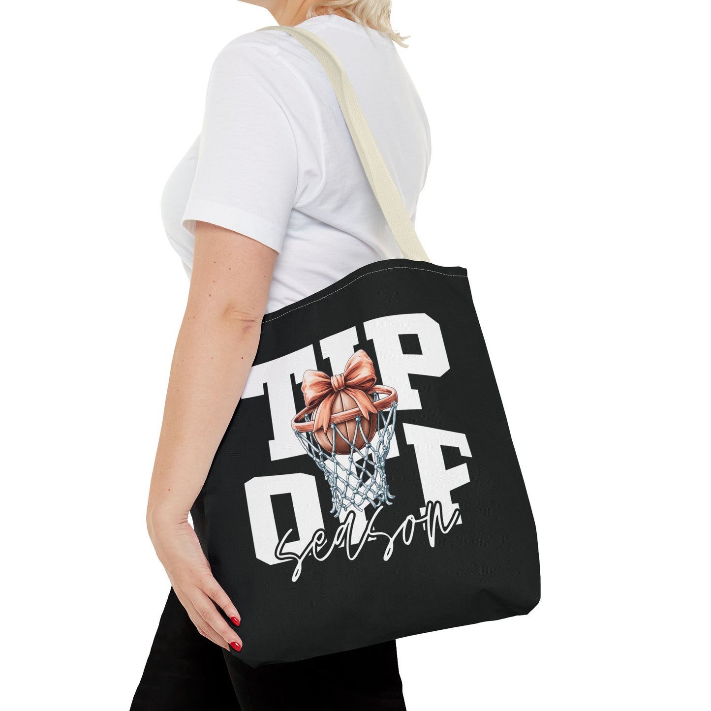 Tip-Off Season Vintage Basketball Tote Bag – Retro Coquette Bow Style