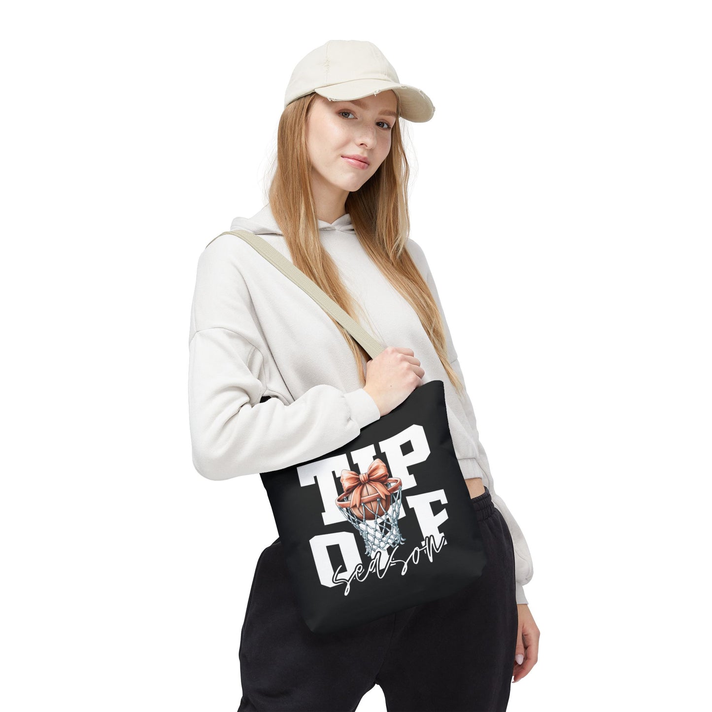 Tip-Off Season Vintage Basketball Tote Bag – Retro Coquette Bow Style