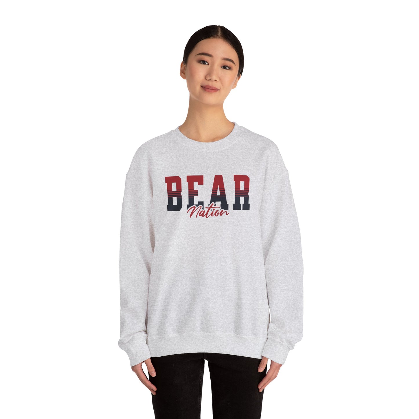 Personalized Team Mascot Nation Sweatshirt– Custom School Colors & Collegiate Stripes | Gildan Crewneck