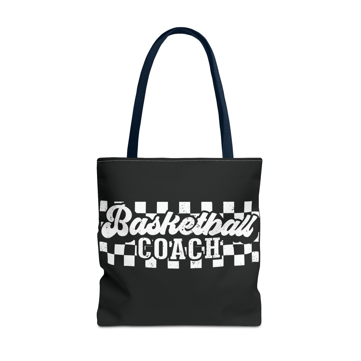 Retro Basketball Tote Bag – Personalized Checkered Basketball Coach, Mama, or Dad Bag