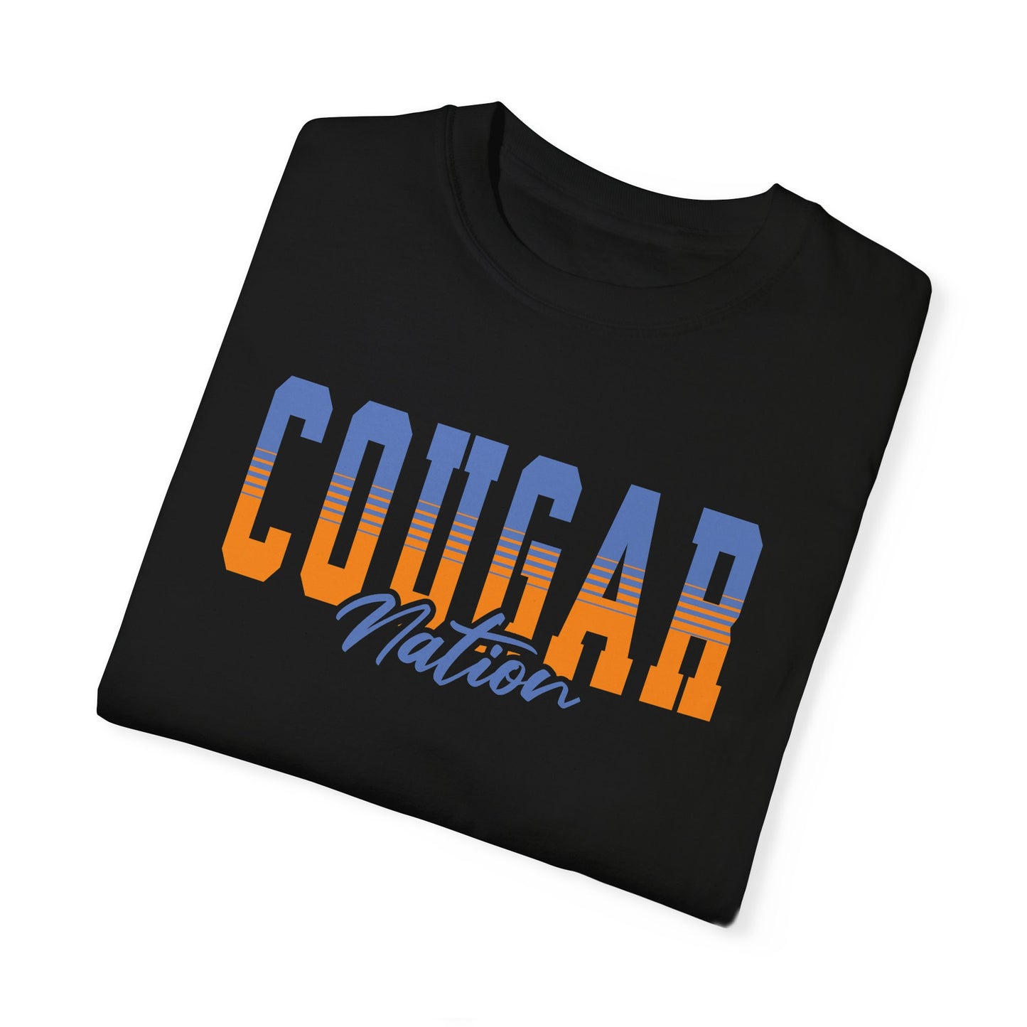 Personalized Team Mascot Nation T-Shirt – Custom School Colors & Collegiate Stripes | Comfort Colors Tee