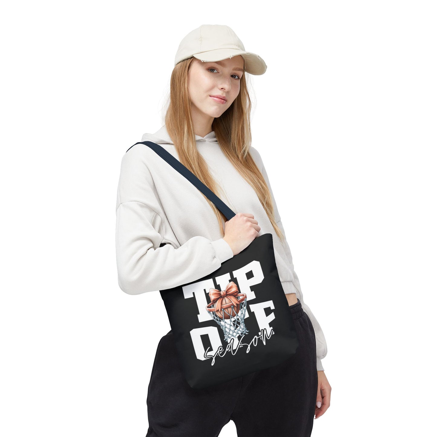 Tip-Off Season Vintage Basketball Tote Bag – Retro Coquette Bow Style