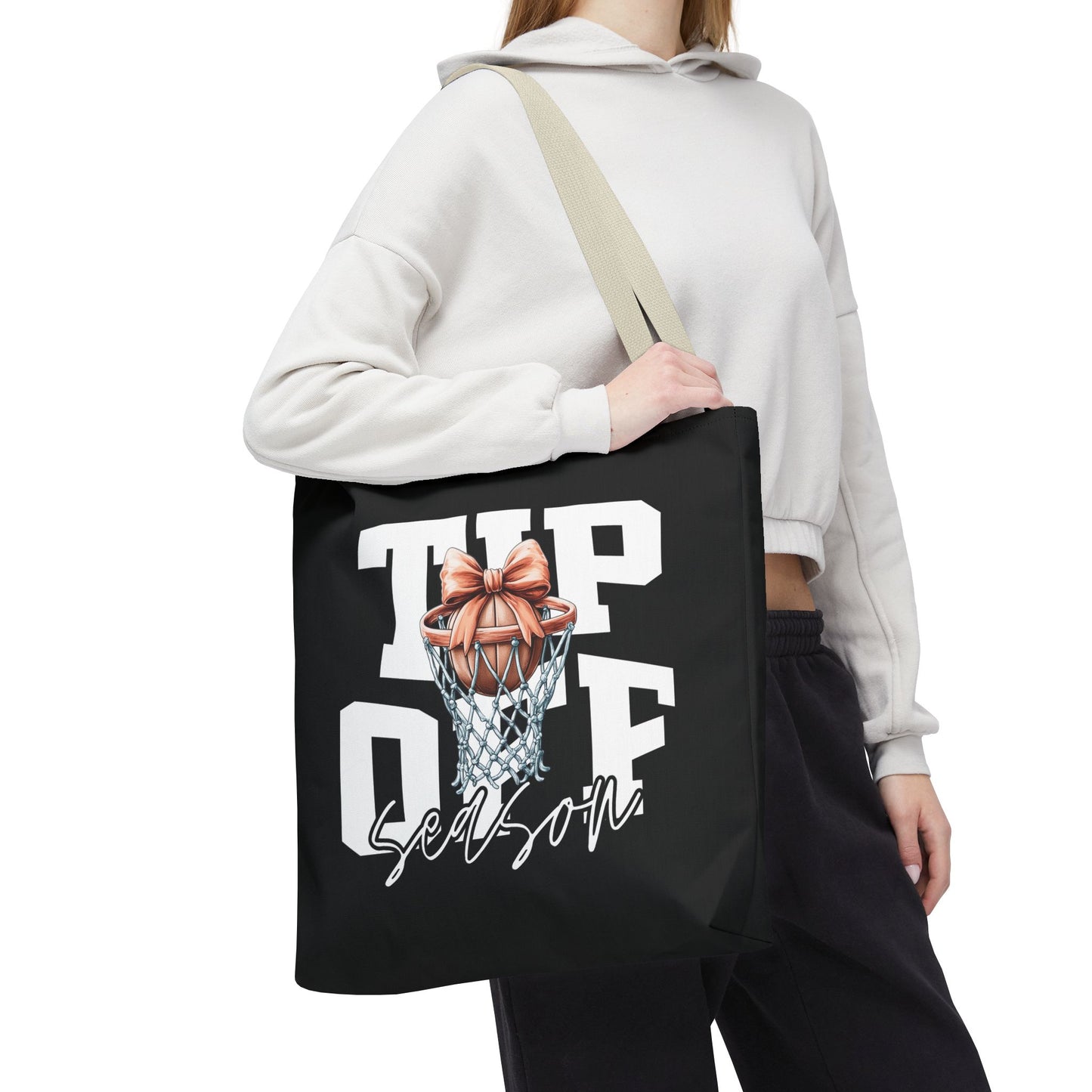 Tip-Off Season Vintage Basketball Tote Bag – Retro Coquette Bow Style