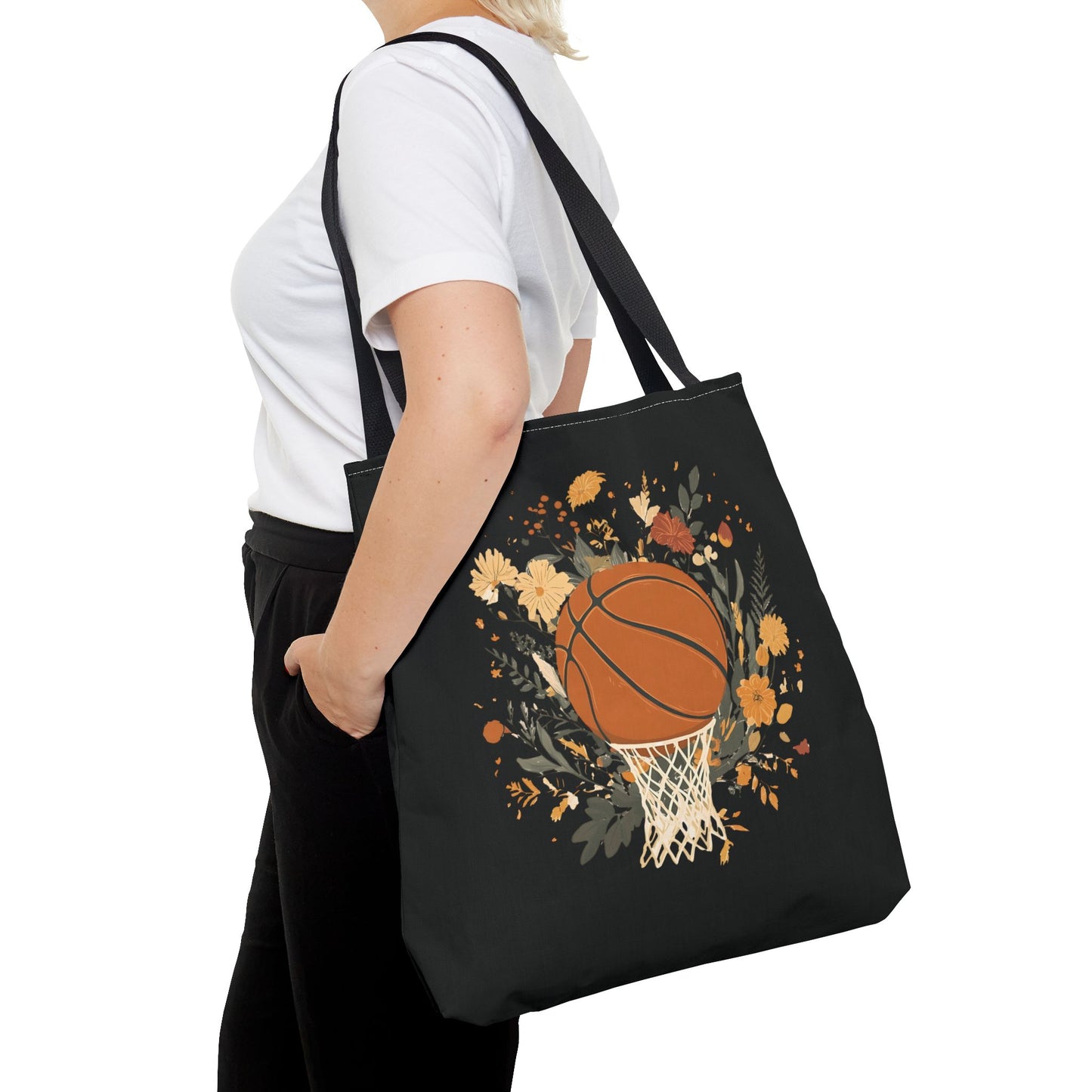 Vintage Floral Basketball Tote Bag – Retro Botanical Sports Tote