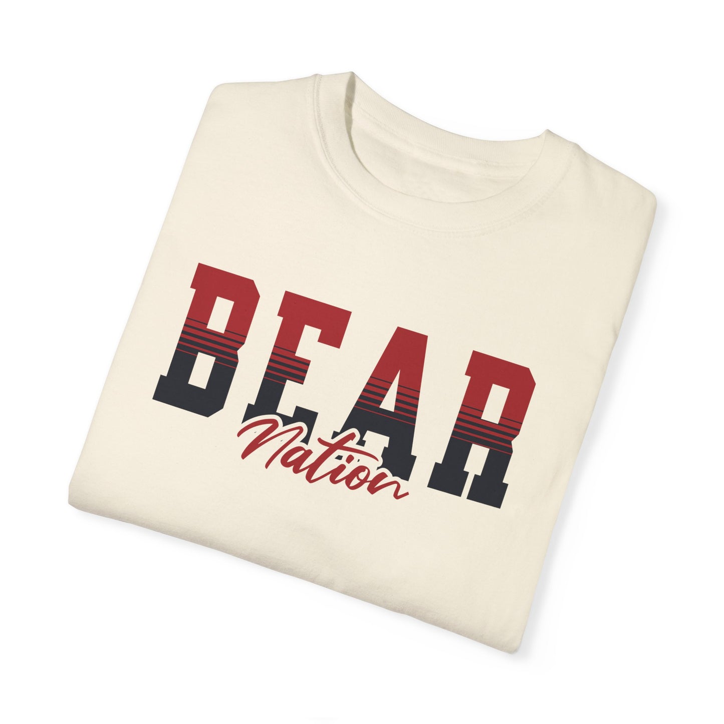Personalized Team Mascot Nation T-Shirt – Custom School Colors & Collegiate Stripes | Comfort Colors Tee