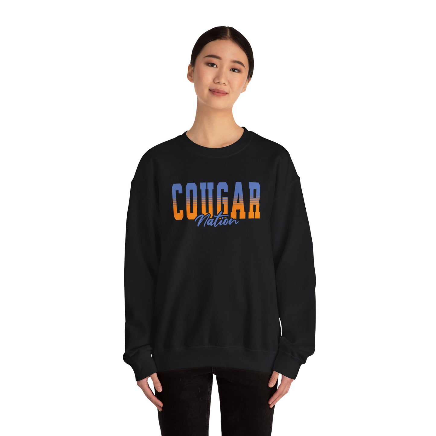 Personalized Team Mascot Nation Sweatshirt– Custom School Colors & Collegiate Stripes | Gildan Crewneck