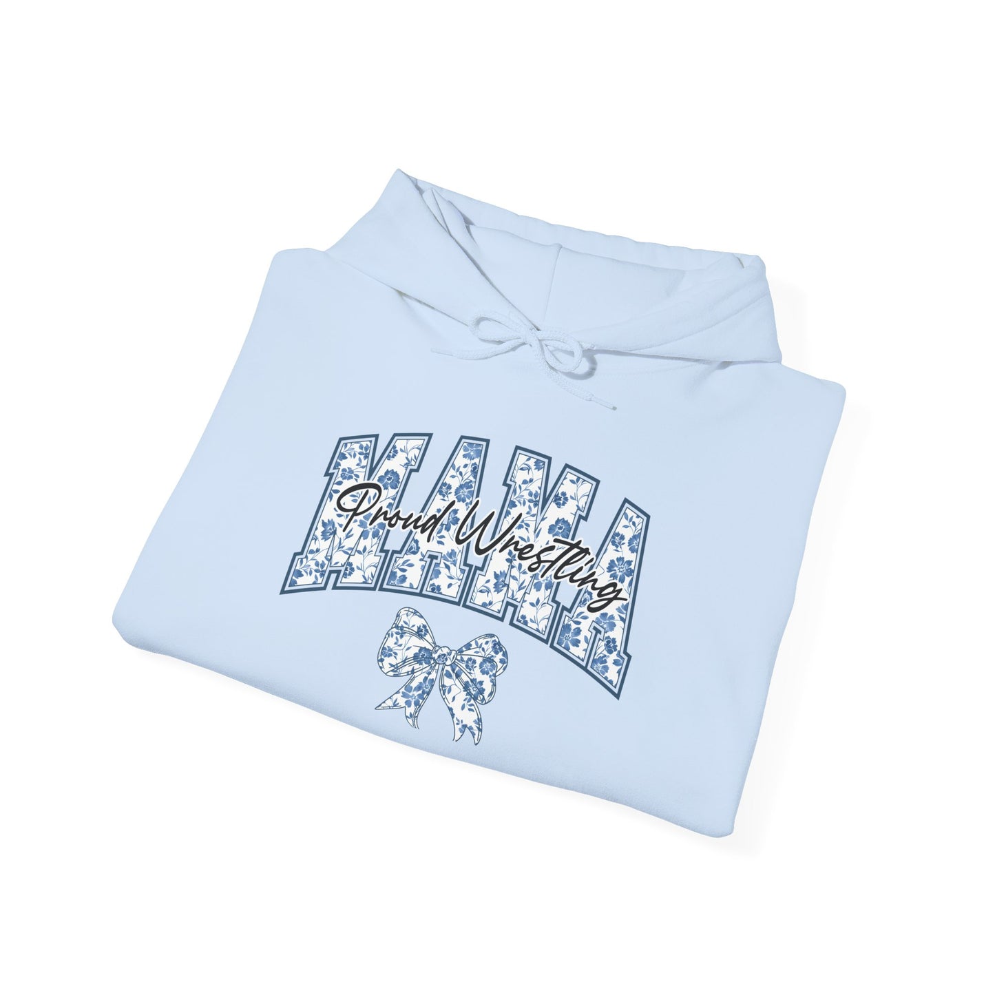 Personalized Proud Wrestling Mom Hoodie – Blue Coquette Floral Design