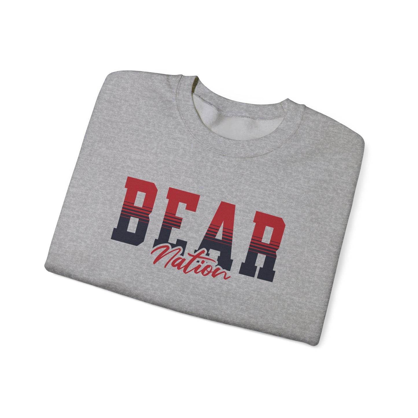 Personalized Team Mascot Nation Sweatshirt– Custom School Colors & Collegiate Stripes | Gildan Crewneck