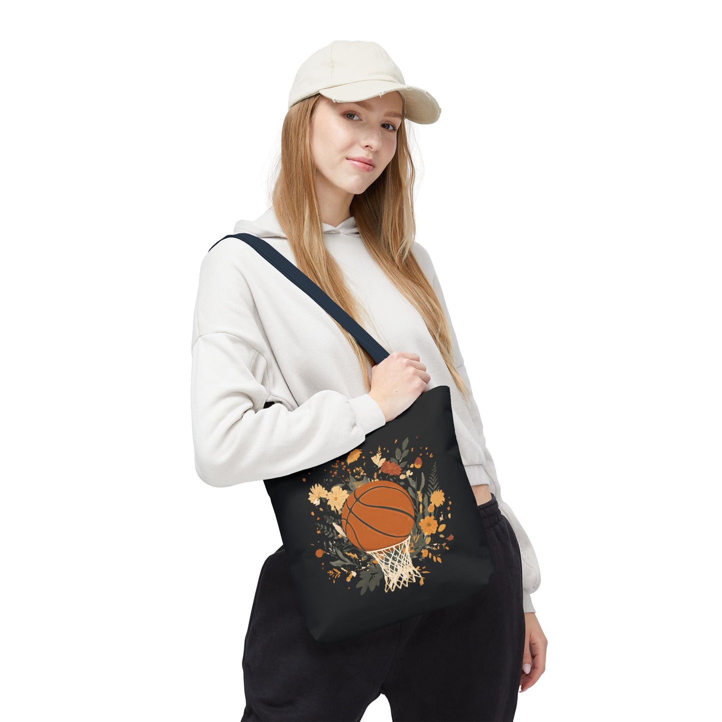 Vintage Floral Basketball Tote Bag – Retro Botanical Sports Tote