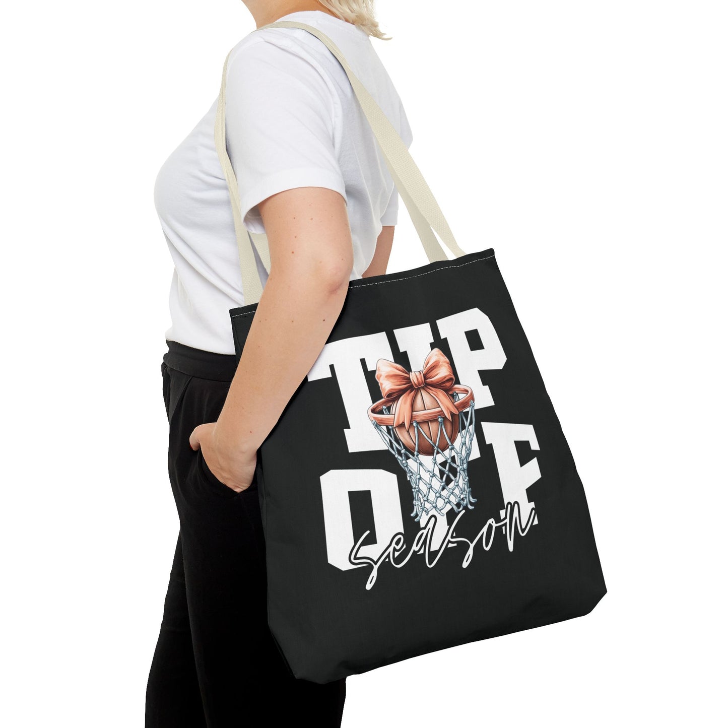 Tip-Off Season Vintage Basketball Tote Bag – Retro Coquette Bow Style