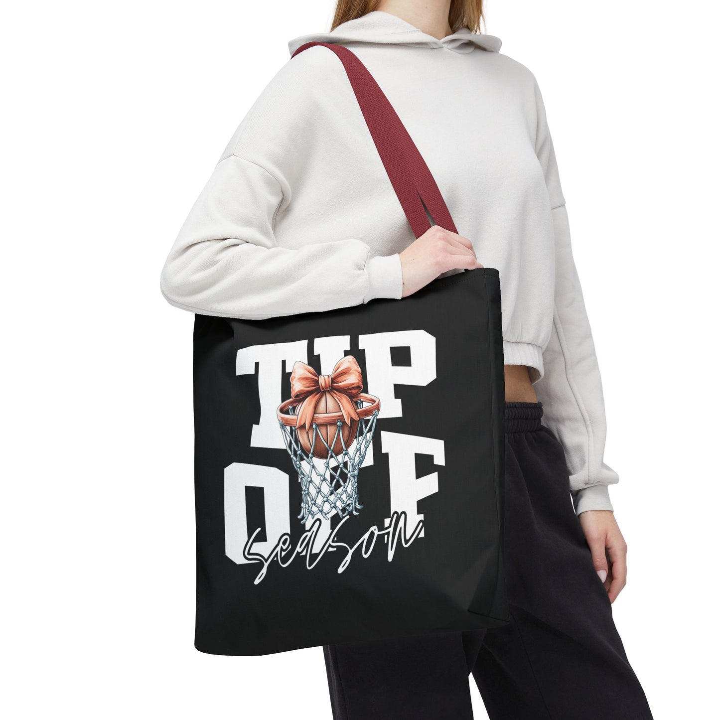 Tip-Off Season Vintage Basketball Tote Bag – Retro Coquette Bow Style