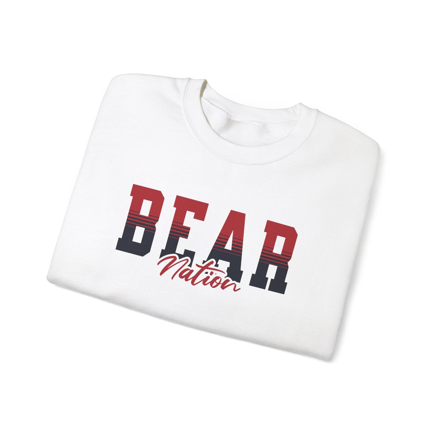 Personalized Team Mascot Nation Sweatshirt– Custom School Colors & Collegiate Stripes | Gildan Crewneck