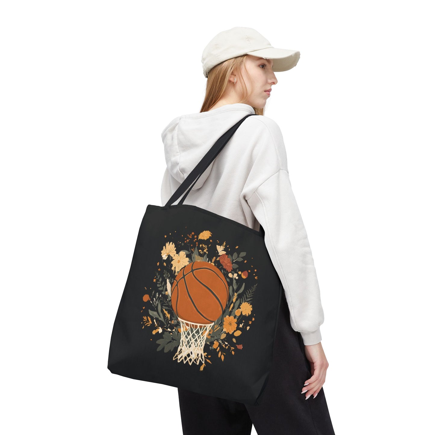 Vintage Floral Basketball Tote Bag – Retro Botanical Sports Tote