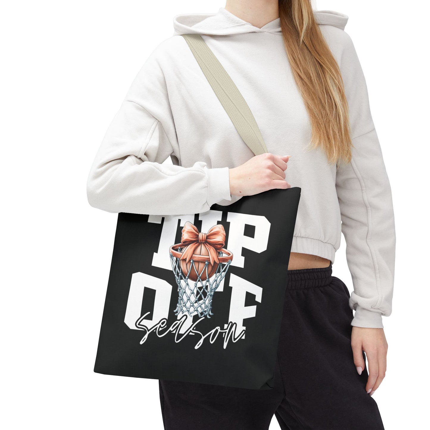 Tip-Off Season Vintage Basketball Tote Bag – Retro Coquette Bow Style