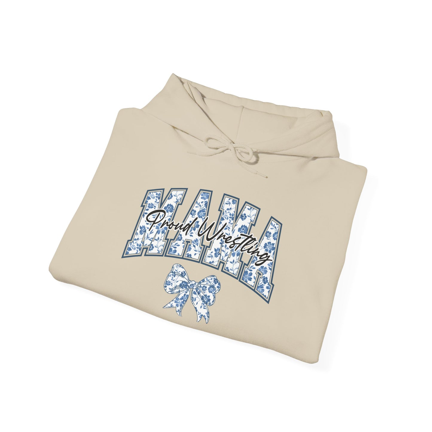 Personalized Proud Wrestling Mom Hoodie – Blue Coquette Floral Design