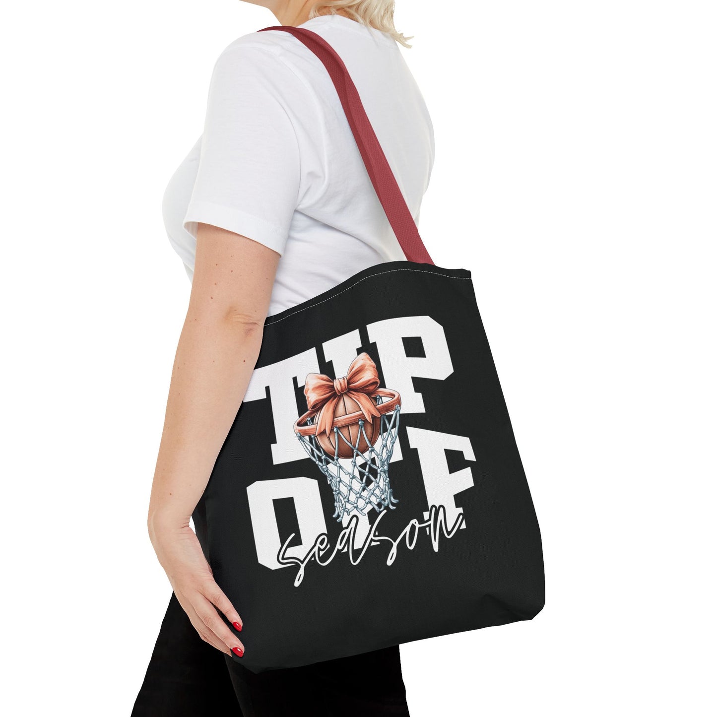 Tip-Off Season Vintage Basketball Tote Bag – Retro Coquette Bow Style