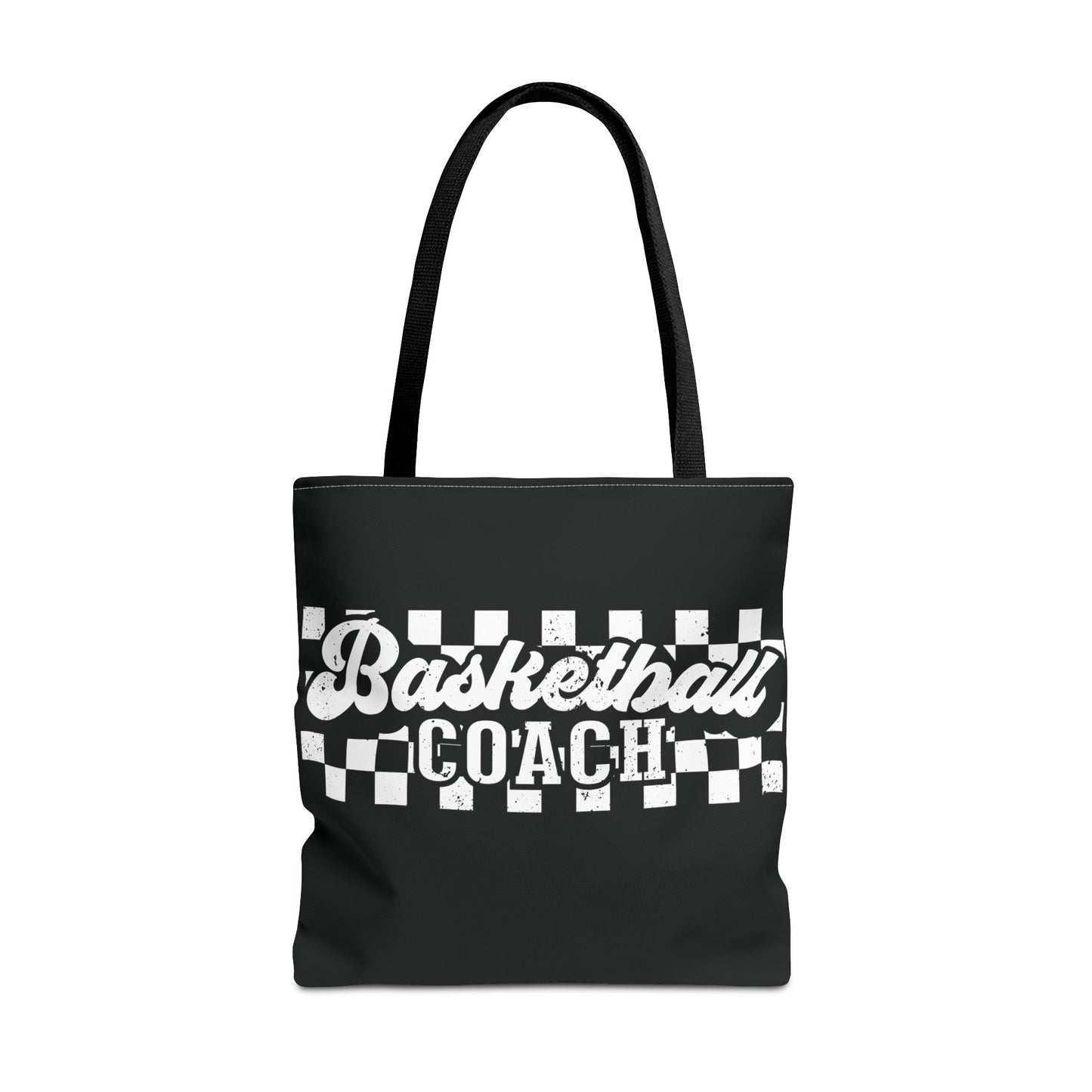 Retro Basketball Tote Bag – Personalized Checkered Basketball Coach, Mama, or Dad Bag