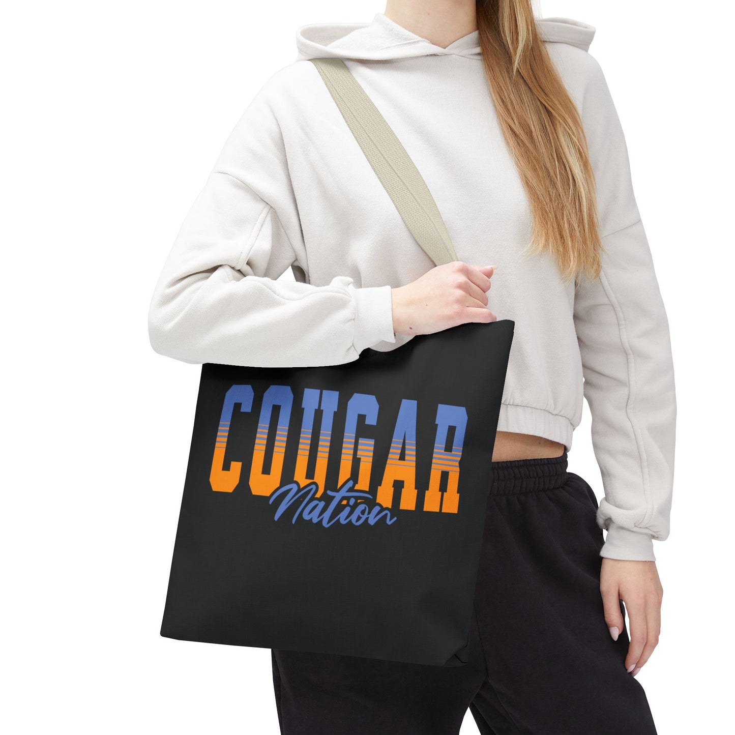 Personalized Team Mascot Nation Tote Bag – Custom School Colors & Collegiate Stripes