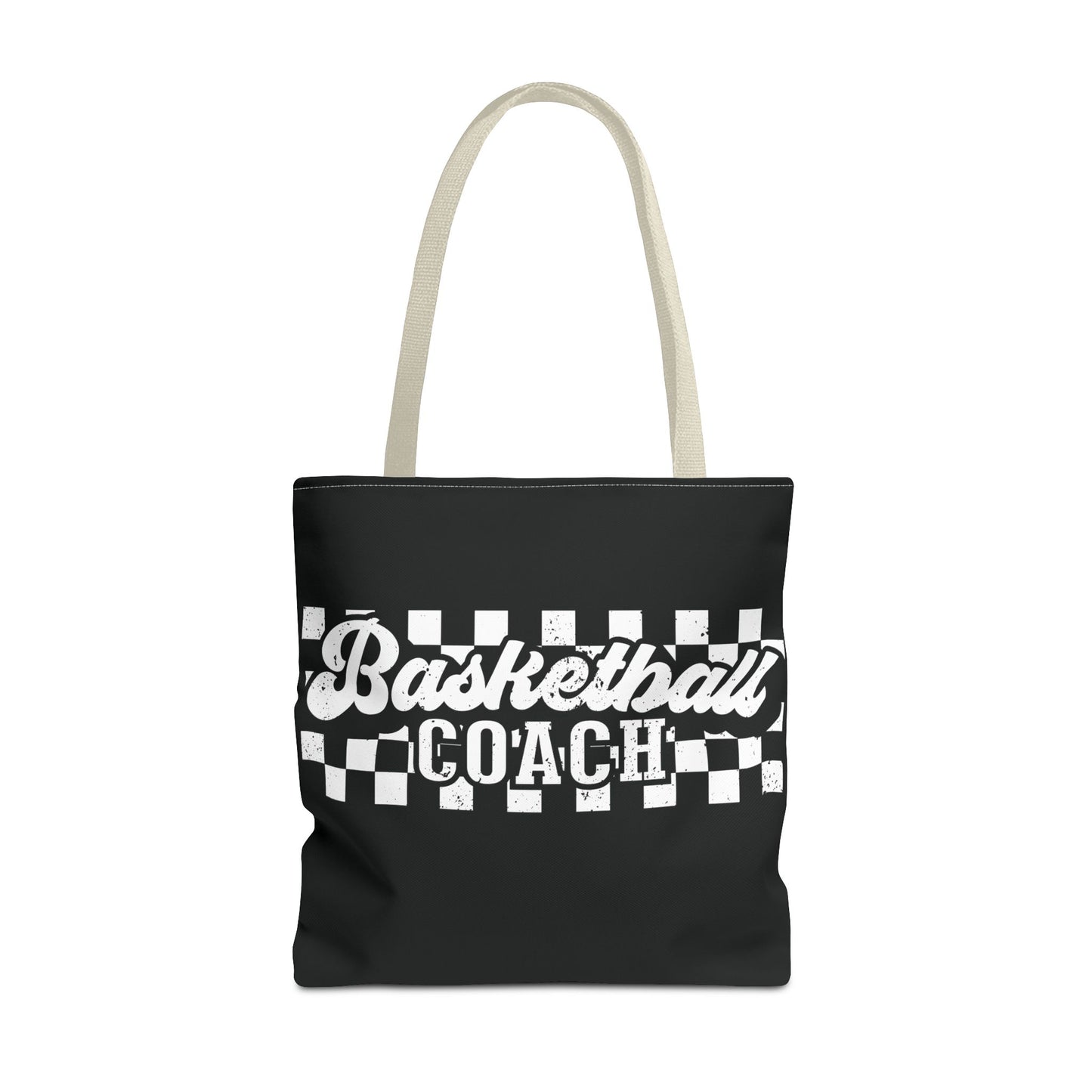 Retro Basketball Tote Bag – Personalized Checkered Basketball Coach, Mama, or Dad Bag