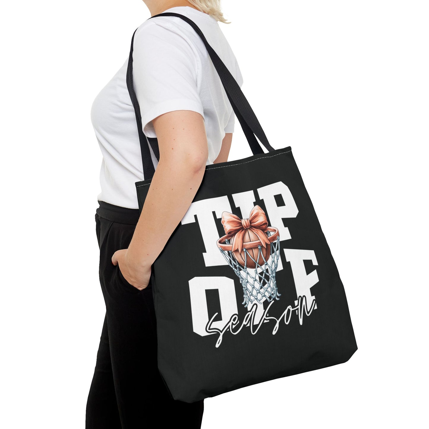Tip-Off Season Vintage Basketball Tote Bag – Retro Coquette Bow Style
