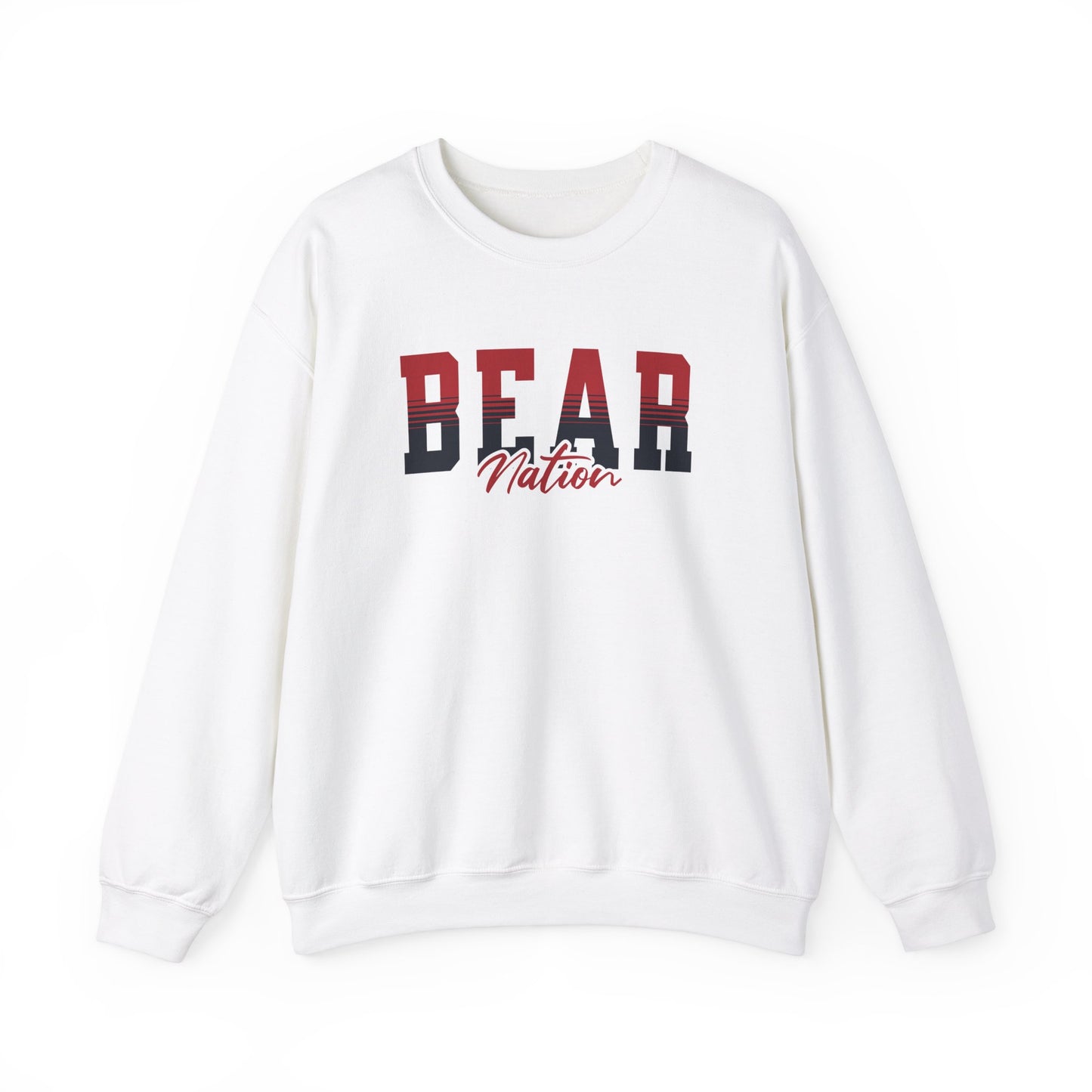 Personalized Team Mascot Nation Sweatshirt– Custom School Colors & Collegiate Stripes | Gildan Crewneck