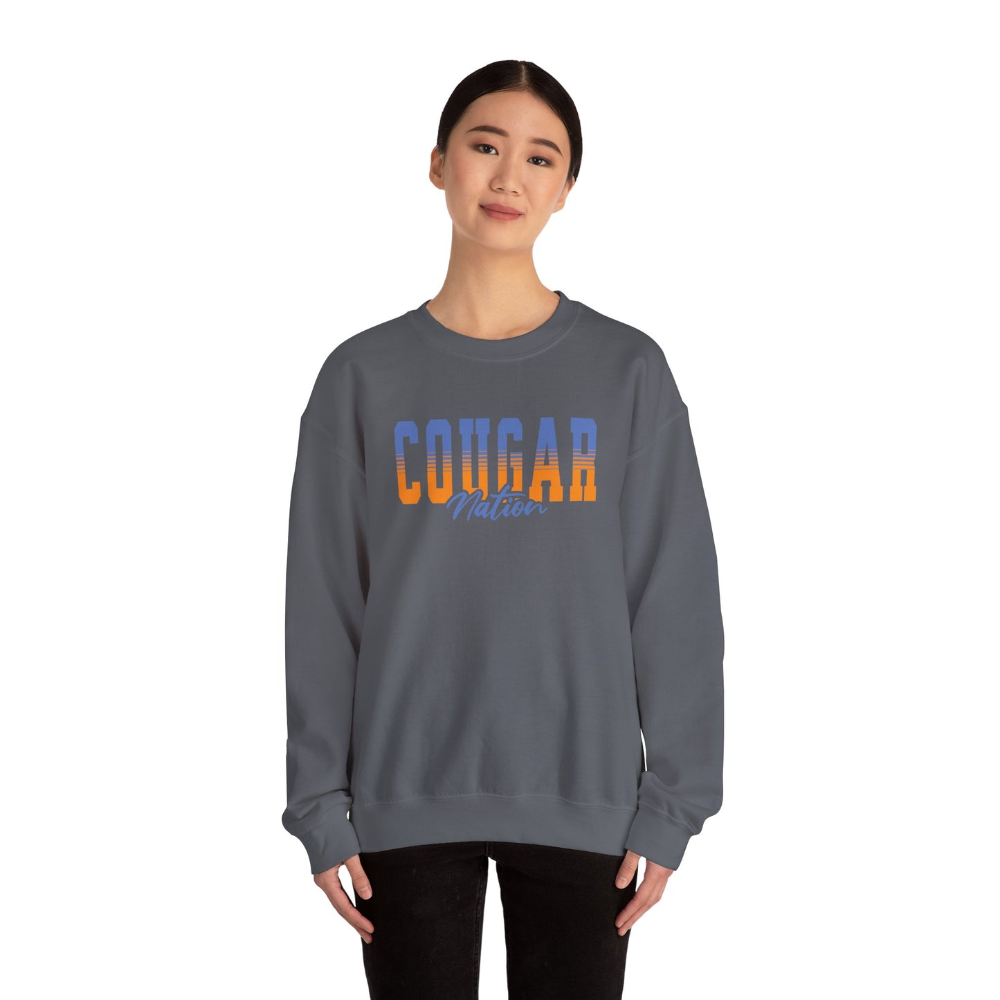 Personalized Team Mascot Nation Sweatshirt– Custom School Colors & Collegiate Stripes | Gildan Crewneck