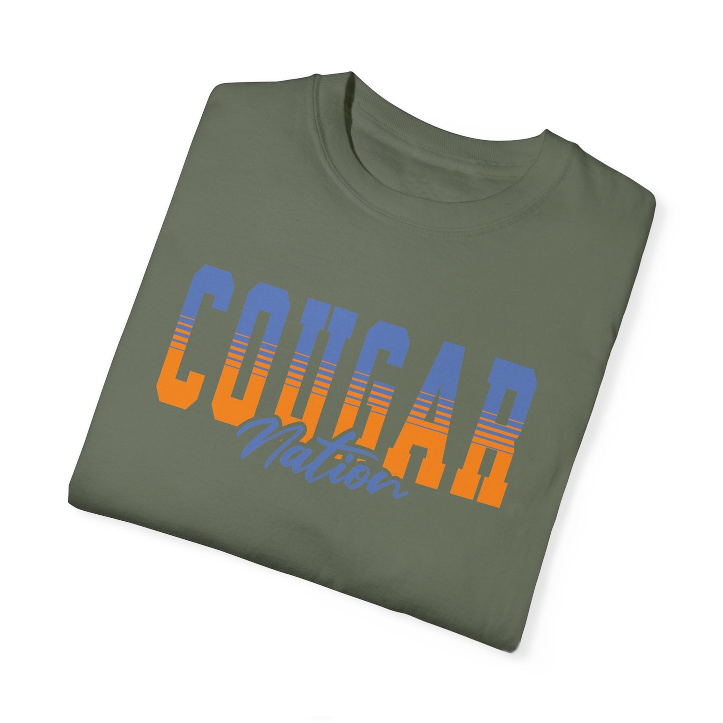 Personalized Team Mascot Nation T-Shirt – Custom School Colors & Collegiate Stripes | Comfort Colors Tee