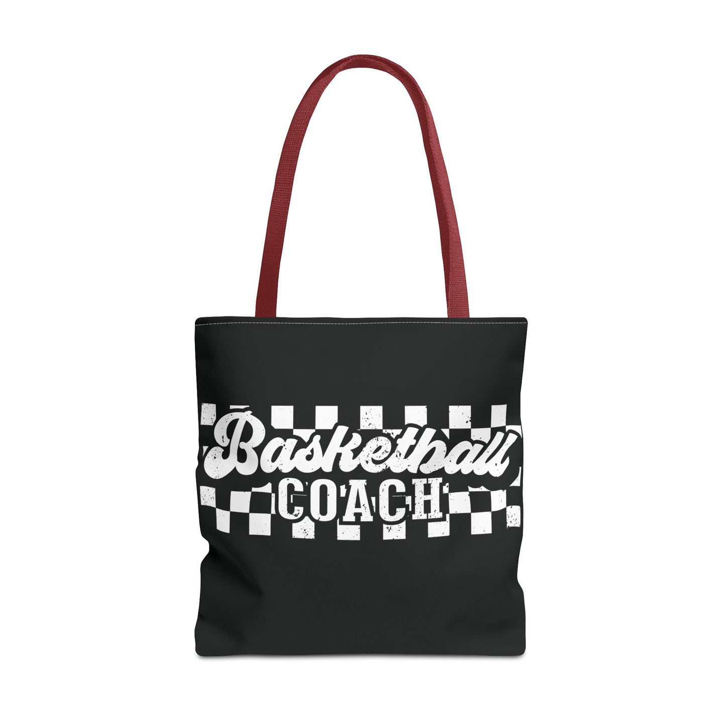 Retro Basketball Tote Bag – Personalized Checkered Basketball Coach, Mama, or Dad Bag