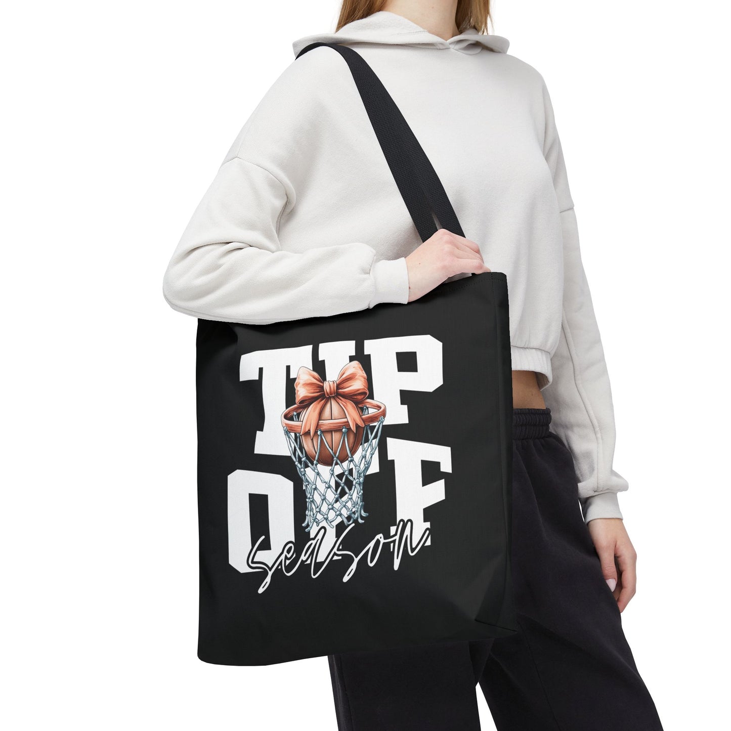 Tip-Off Season Vintage Basketball Tote Bag – Retro Coquette Bow Style