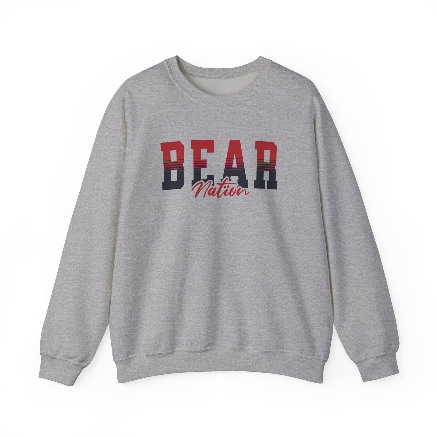 Personalized Team Mascot Nation Sweatshirt– Custom School Colors & Collegiate Stripes | Gildan Crewneck