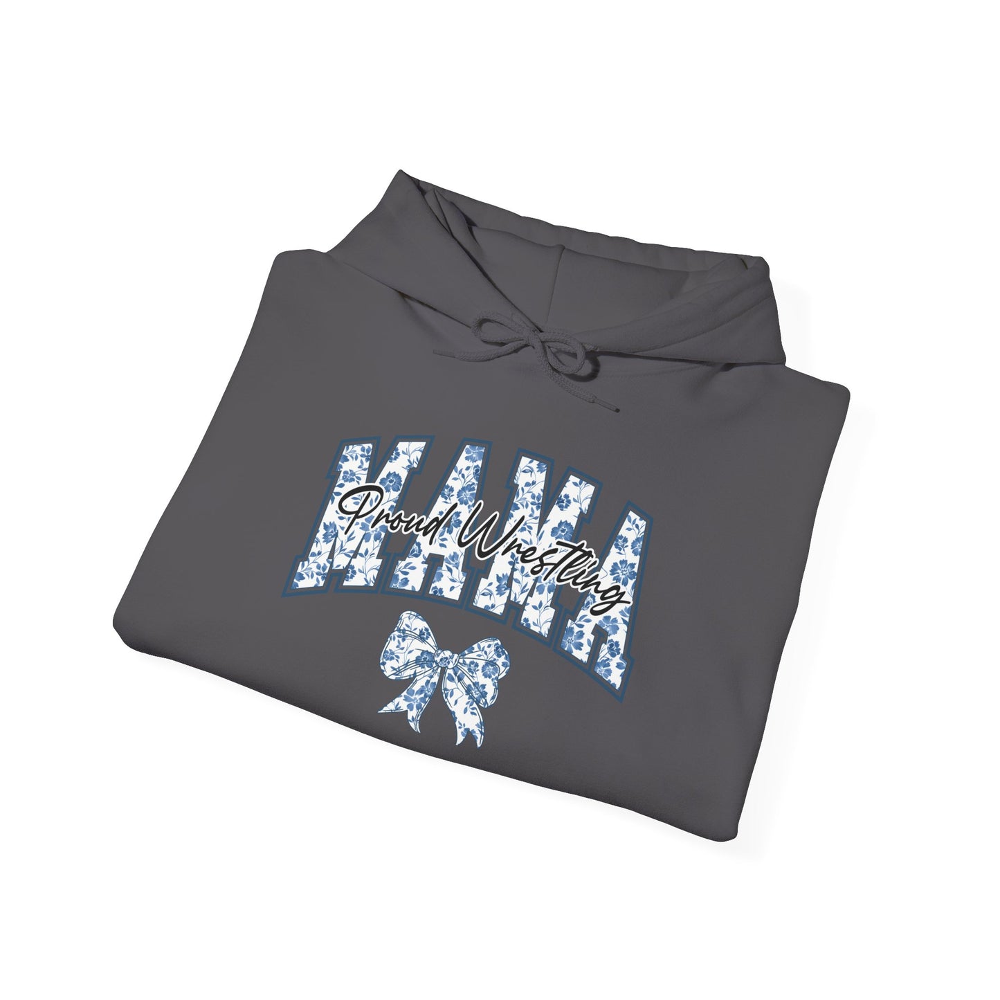 Personalized Proud Wrestling Mom Hoodie – Blue Coquette Floral Design
