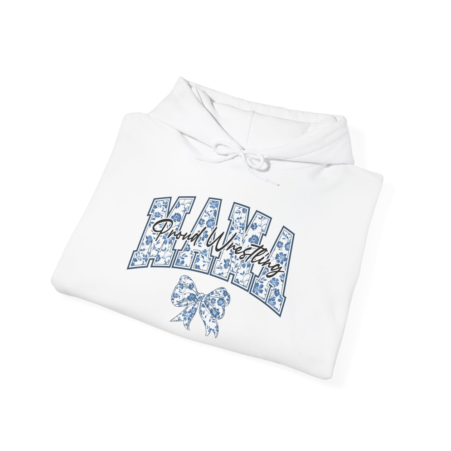 Personalized Proud Wrestling Mom Hoodie – Blue Coquette Floral Design
