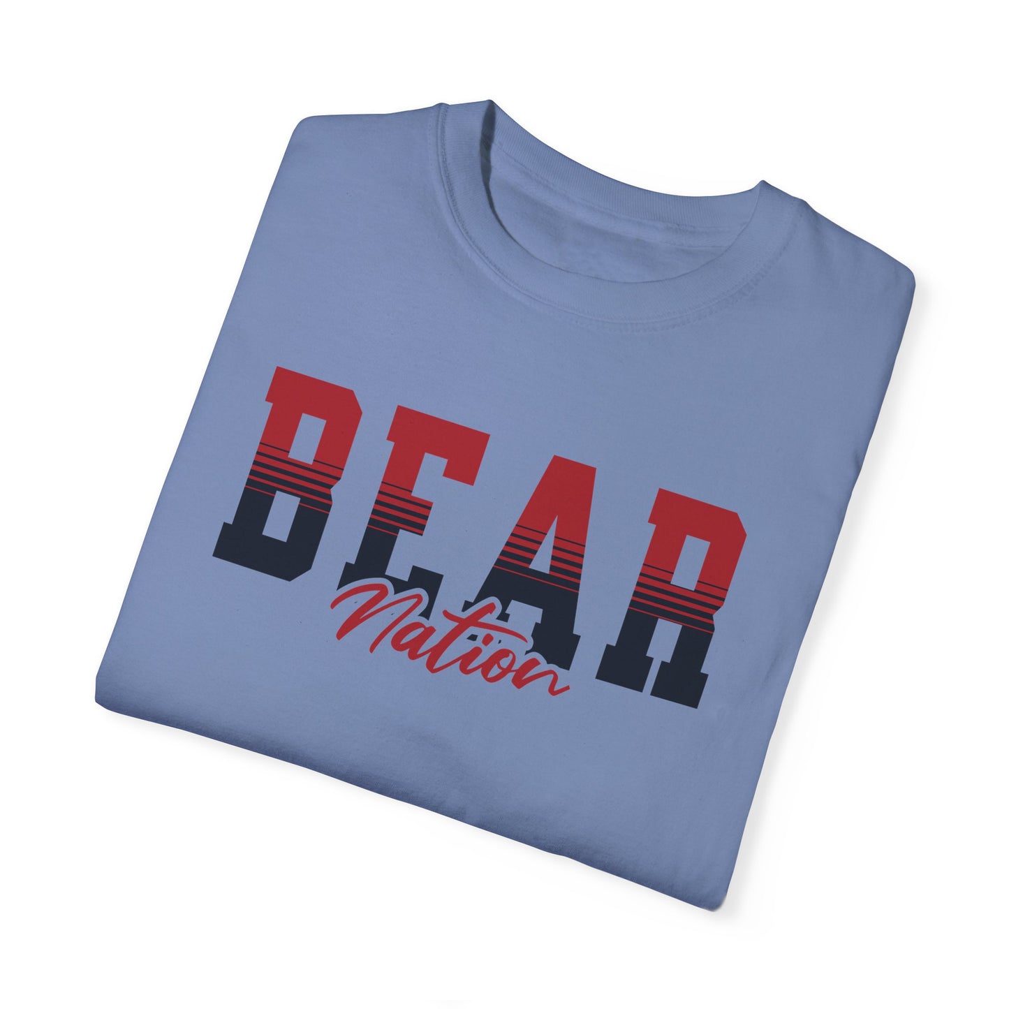 Personalized Team Mascot Nation T-Shirt – Custom School Colors & Collegiate Stripes | Comfort Colors Tee