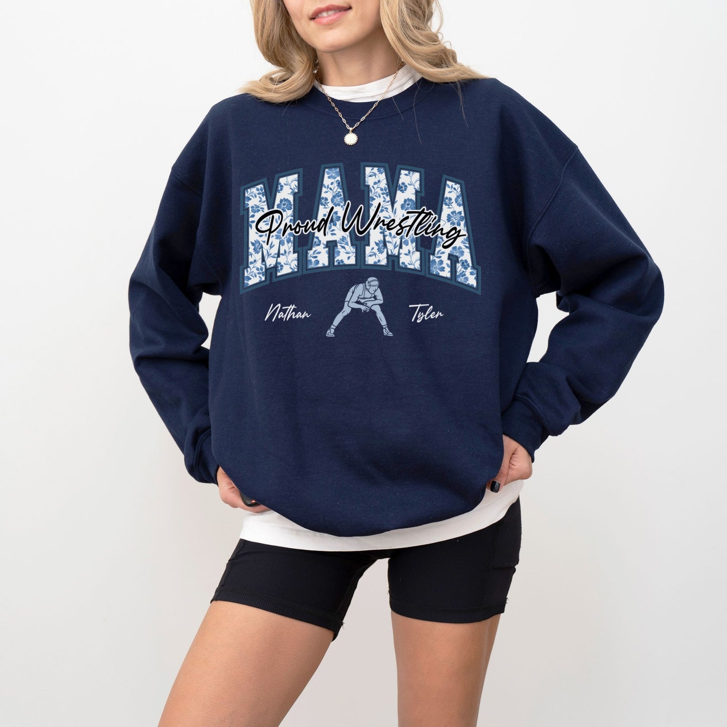 Personalized Proud Mama Wrestling Crewneck Sweatshirt