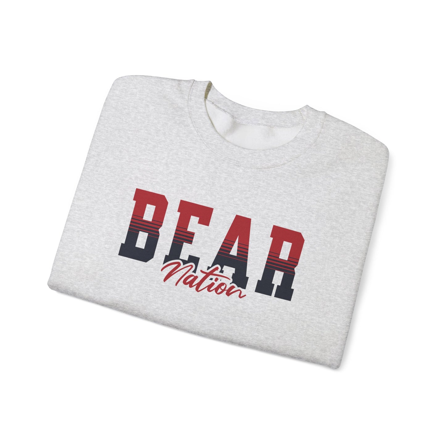 Personalized Team Mascot Nation Sweatshirt– Custom School Colors & Collegiate Stripes | Gildan Crewneck