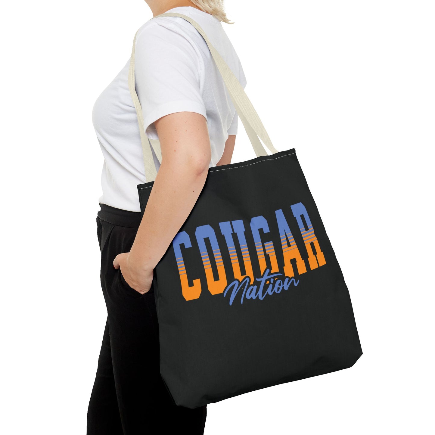 Personalized Team Mascot Nation Tote Bag – Custom School Colors & Collegiate Stripes