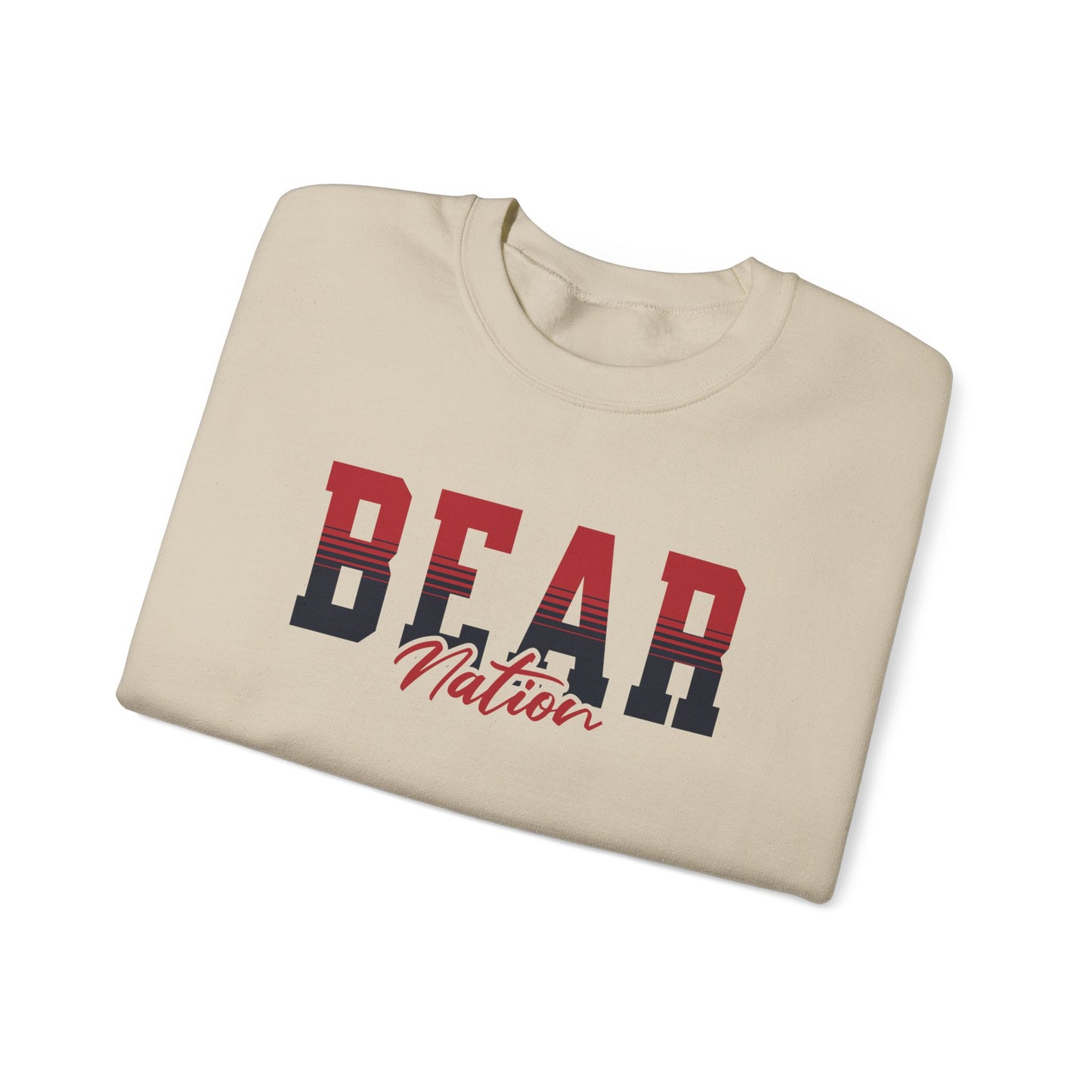 Personalized Team Mascot Nation Sweatshirt– Custom School Colors & Collegiate Stripes | Gildan Crewneck