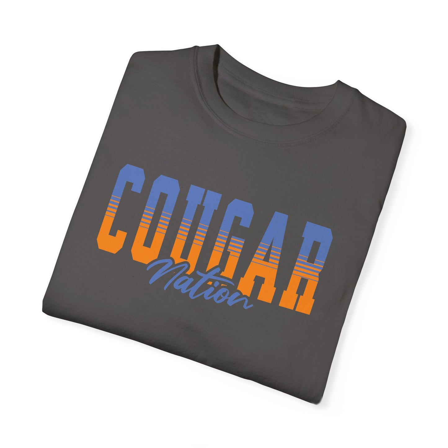 Personalized Team Mascot Nation T-Shirt – Custom School Colors & Collegiate Stripes | Comfort Colors Tee