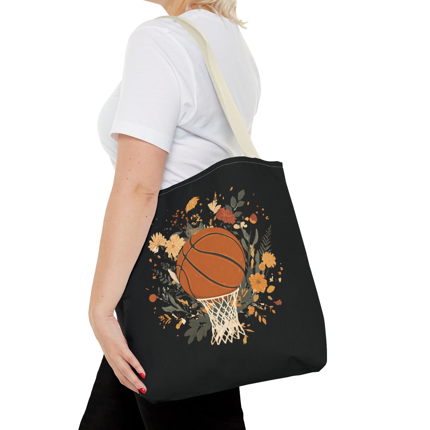 Vintage Floral Basketball Tote Bag – Retro Botanical Sports Tote
