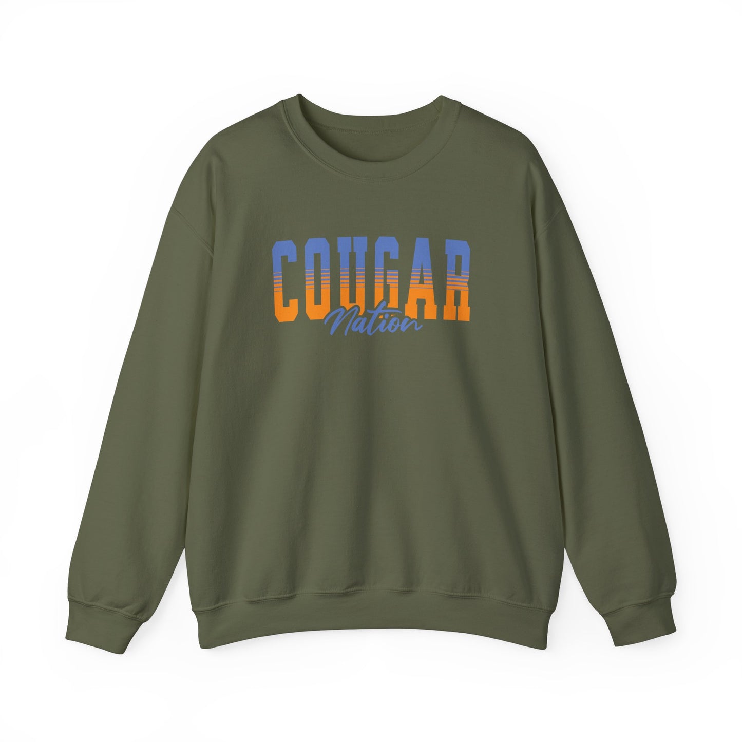 Personalized Team Mascot Nation Sweatshirt– Custom School Colors & Collegiate Stripes | Gildan Crewneck