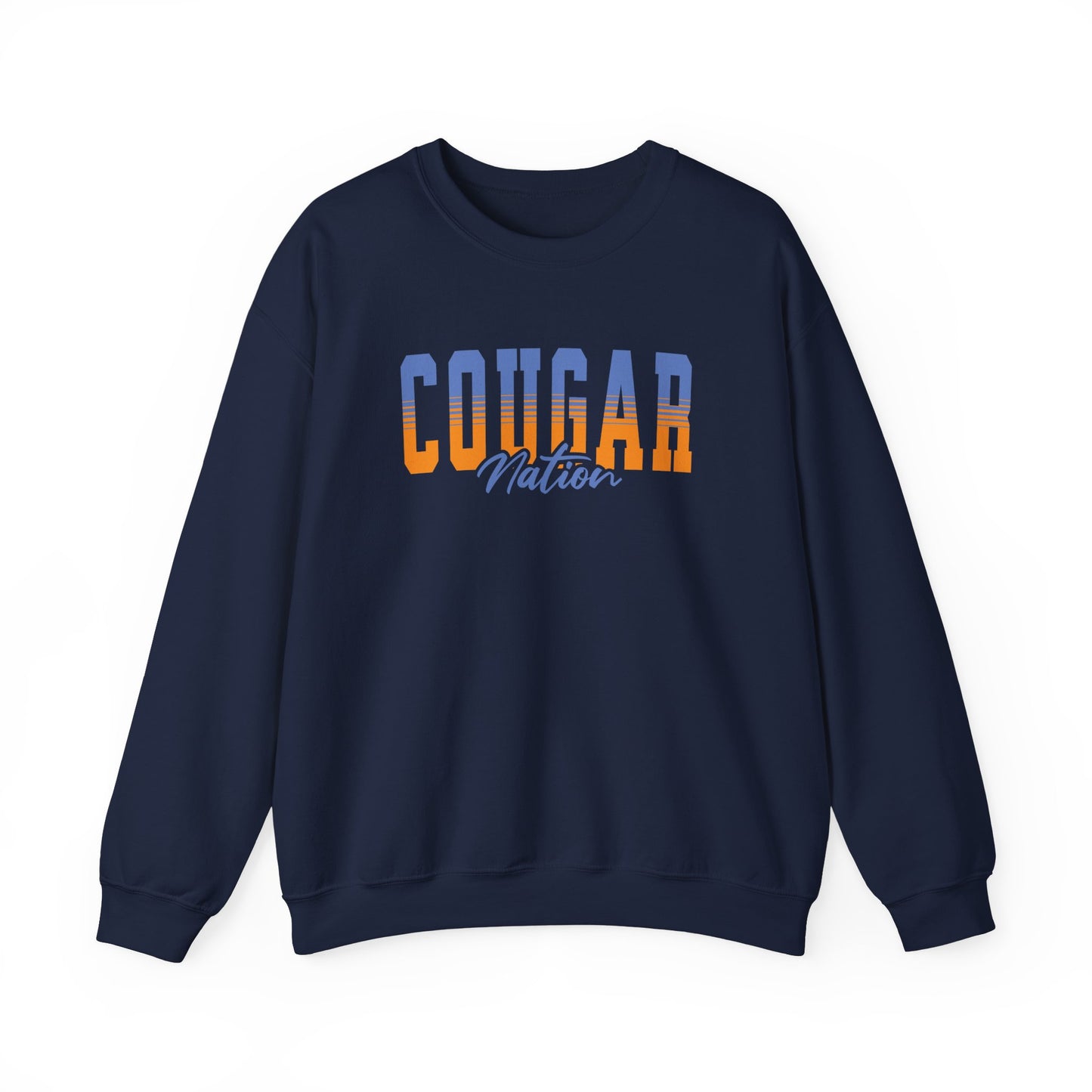Personalized Team Mascot Nation Sweatshirt– Custom School Colors & Collegiate Stripes | Gildan Crewneck