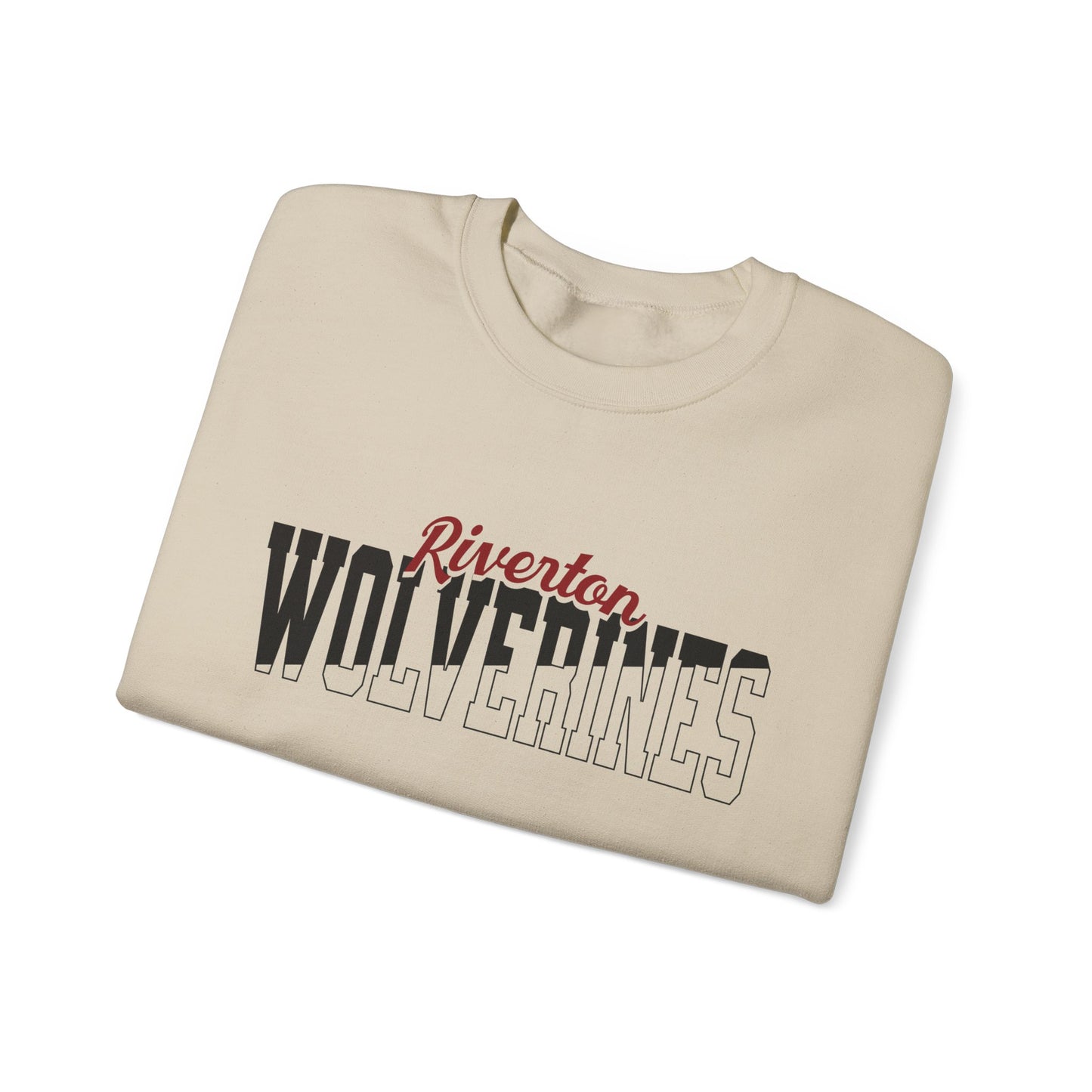 Custom Team Mascot Crewneck Sweatshirt – Personalized School Colors & Half-Solid, Half-Outline Text