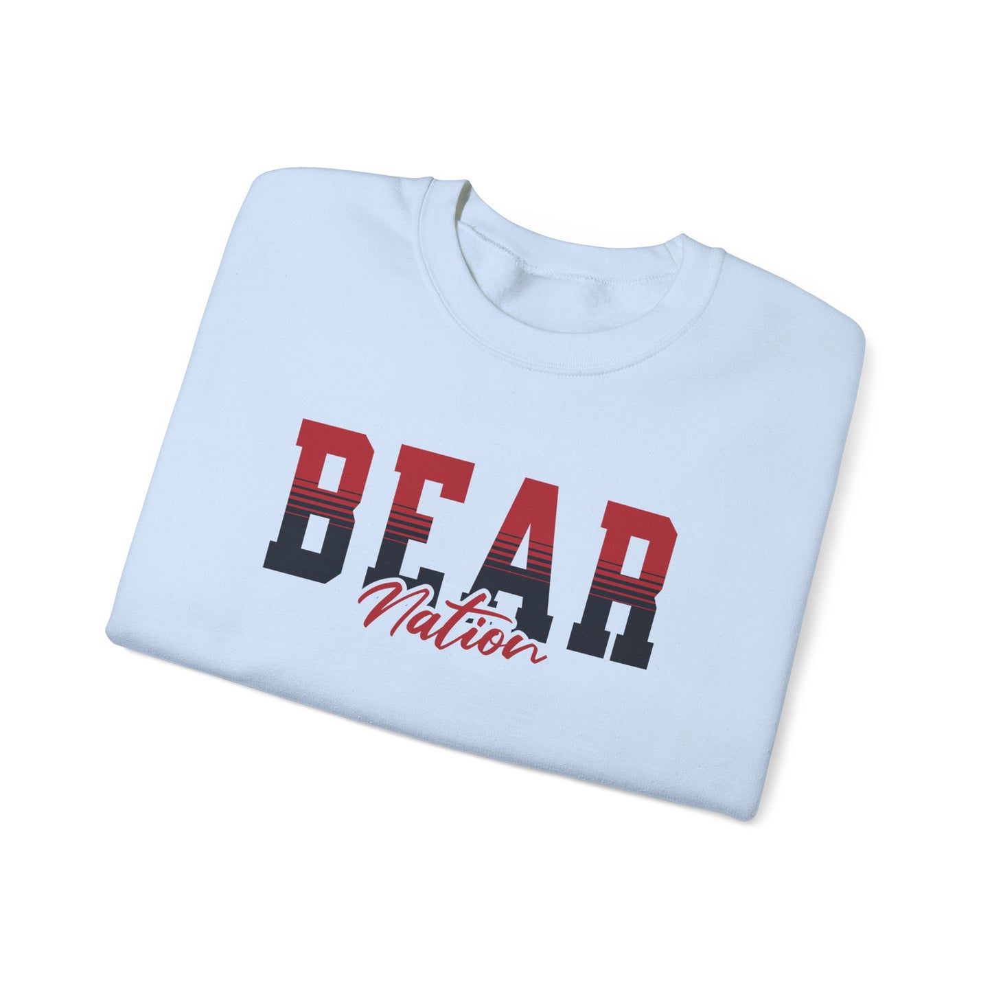 Personalized Team Mascot Nation Sweatshirt– Custom School Colors & Collegiate Stripes | Gildan Crewneck
