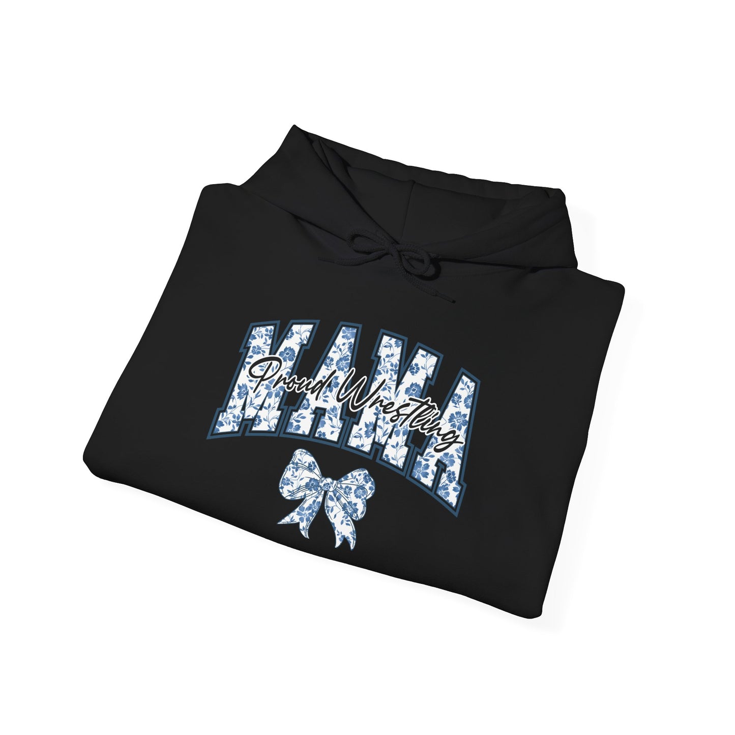Personalized Proud Wrestling Mom Hoodie – Blue Coquette Floral Design