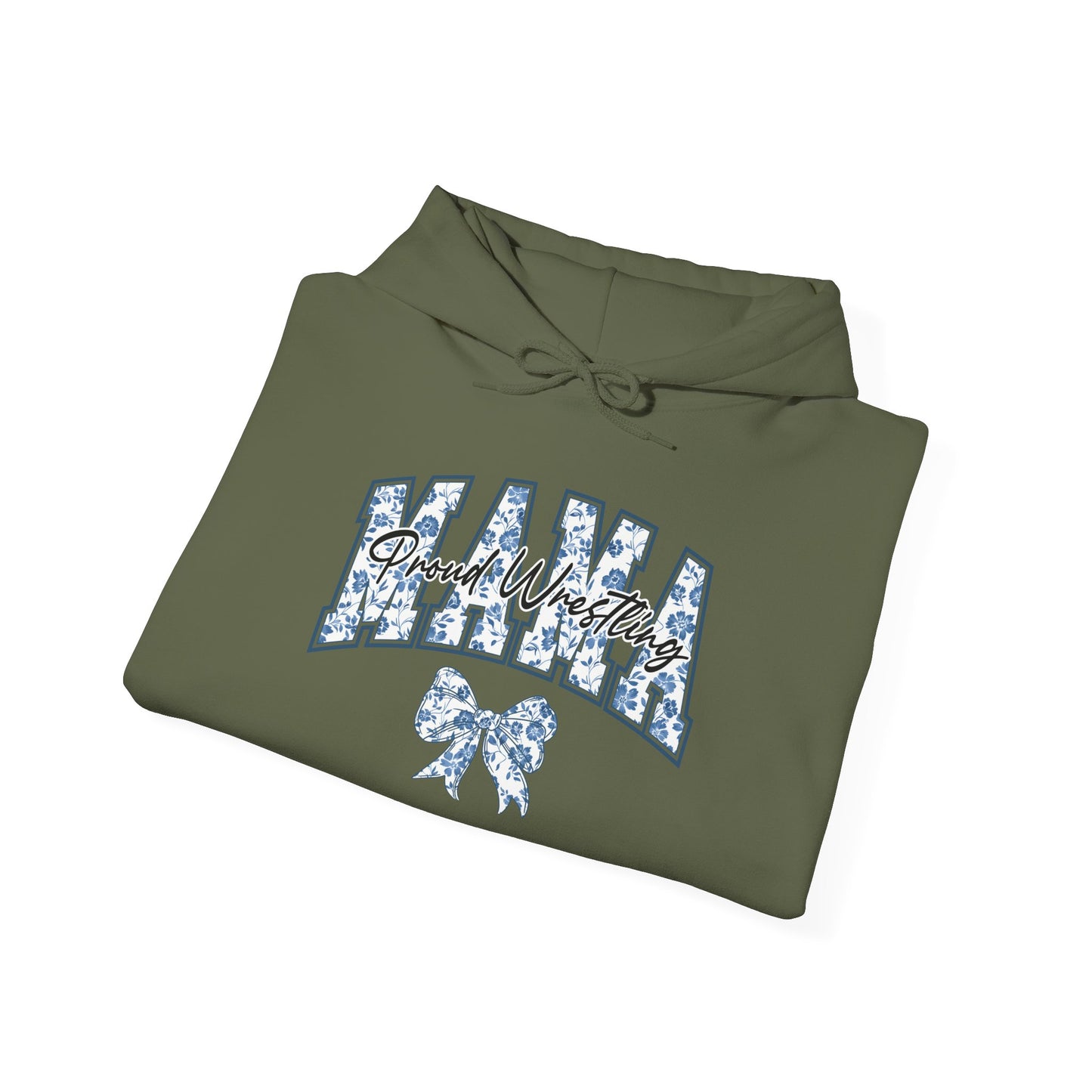 Personalized Proud Wrestling Mom Hoodie – Blue Coquette Floral Design