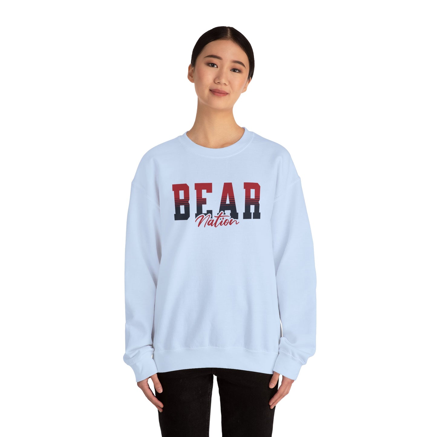 Personalized Team Mascot Nation Sweatshirt– Custom School Colors & Collegiate Stripes | Gildan Crewneck