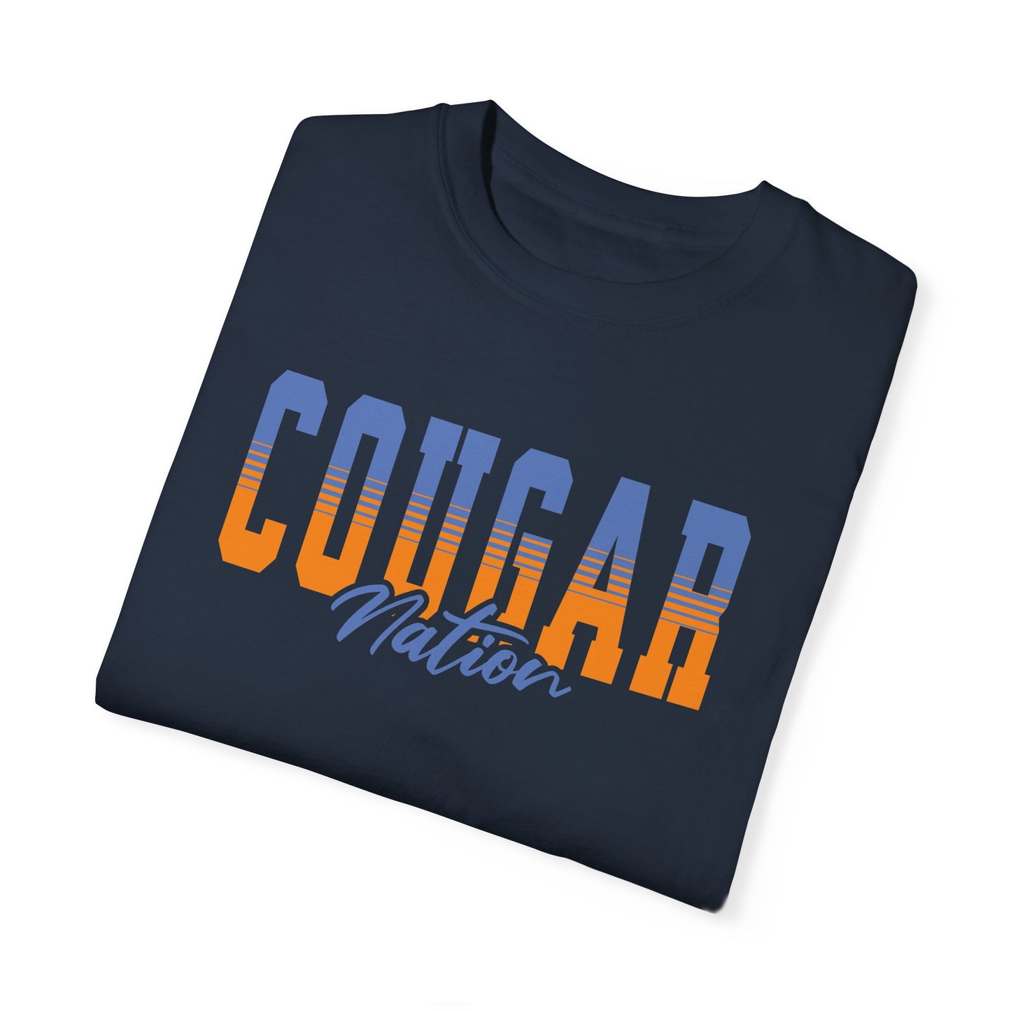 Personalized Team Mascot Nation T-Shirt – Custom School Colors & Collegiate Stripes | Comfort Colors Tee
