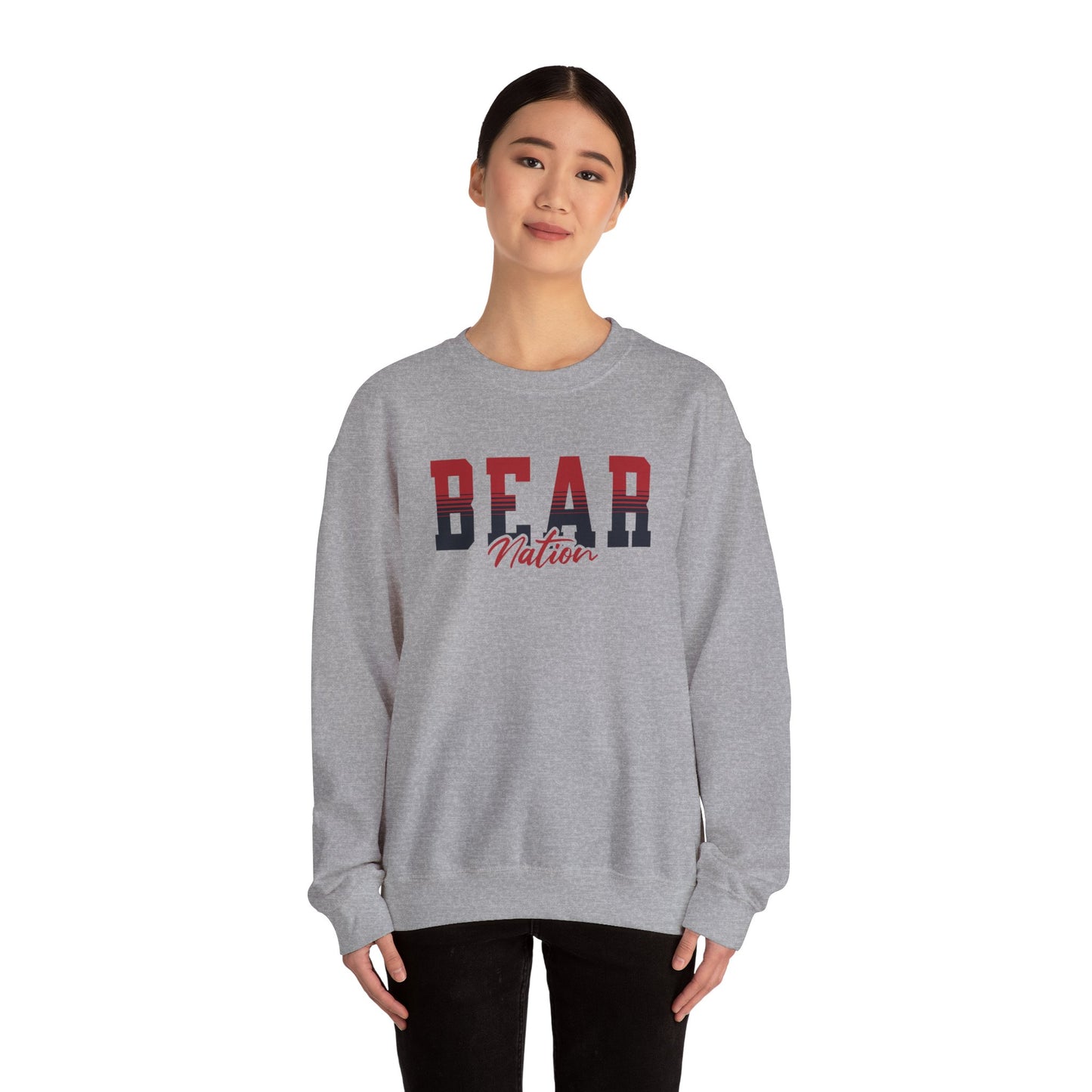 Personalized Team Mascot Nation Sweatshirt– Custom School Colors & Collegiate Stripes | Gildan Crewneck