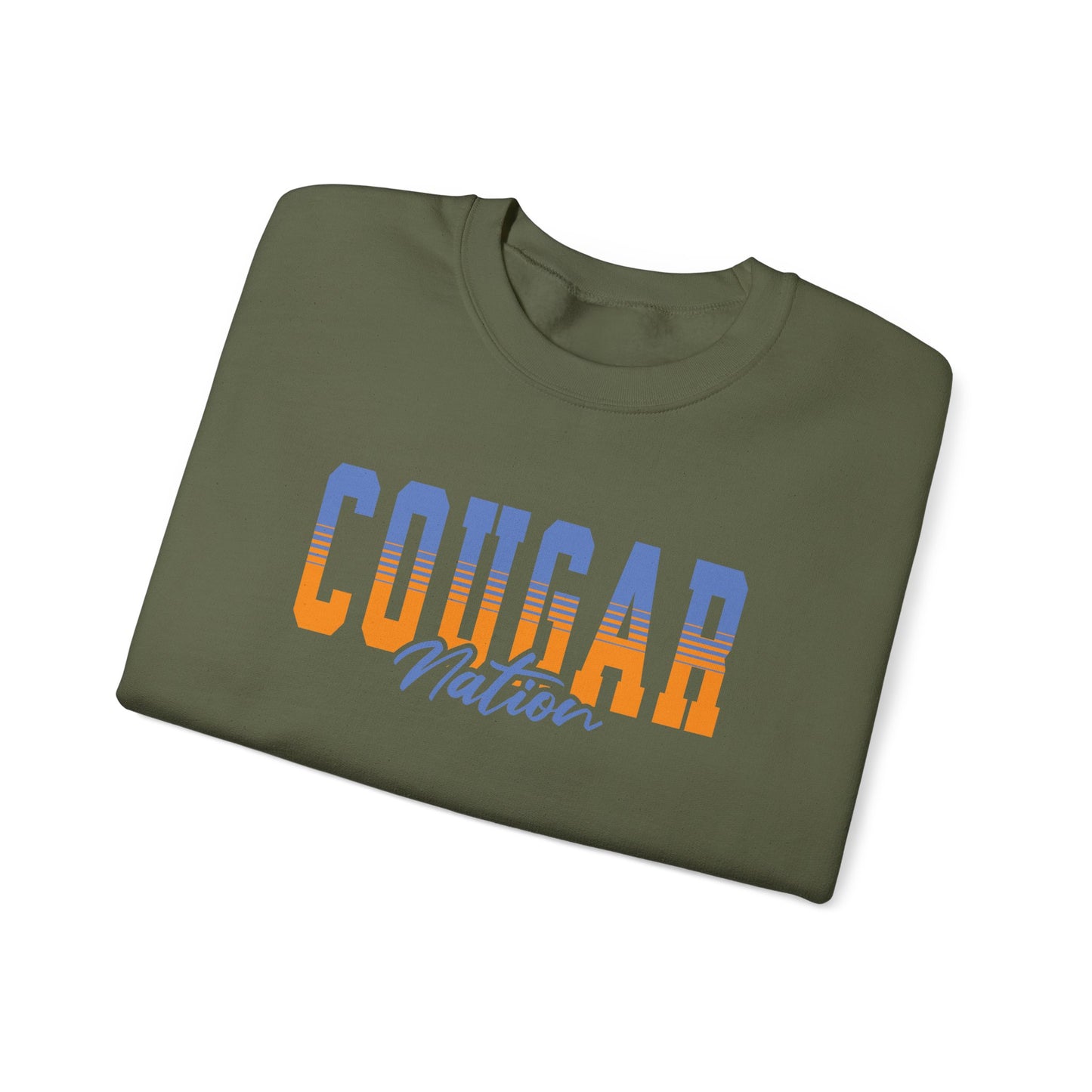 Personalized Team Mascot Nation Sweatshirt– Custom School Colors & Collegiate Stripes | Gildan Crewneck